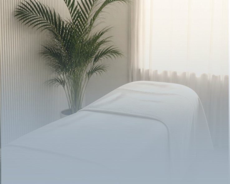 Image placeholder — calm private room, morning light through linen