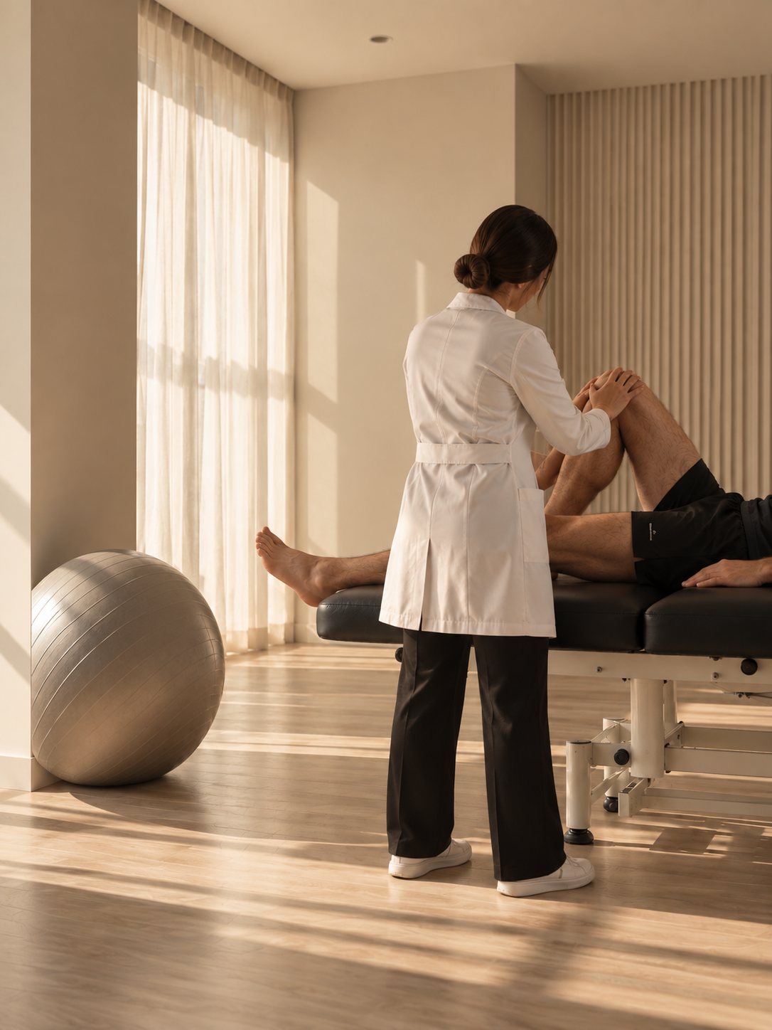 Image placeholder — hands-on assessment, neutral treatment room